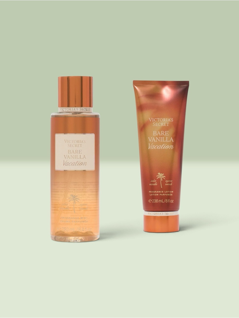 Victoria's Secret BARE VANILLA VACATION Fragrance Mist and Lotion